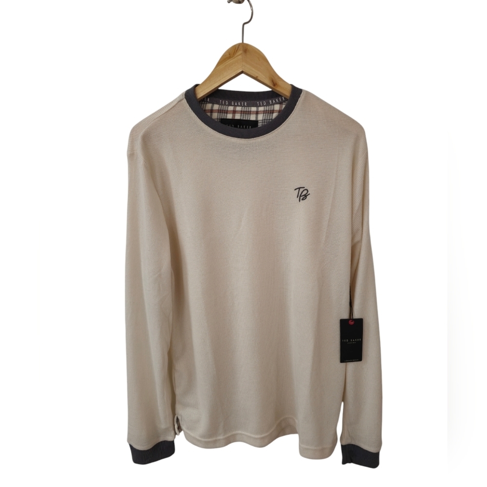 NWT Ted Baker Men's Micro Waffle Long Sleeves Loungewear Egg Nog Size Medium